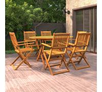 Garden dining set 7-piece Solid Acacia Wood Natural 135x85x75cm Foldable Chairs