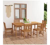 Garden Dining Set 7-Piece Solid Teak 200x100x77cm Natural Sanded Teak Outdoor XL