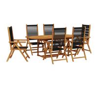 Garden Dining Set 7 Piece Table and Chair Polypropylene and Solid Wood vidaXL