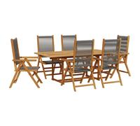 Garden Dining Set 7 Piece Table and Chair Polypropylene and Solid Wood vidaXL