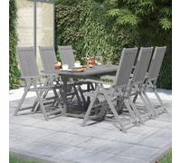 Garden dining set 7pc Grey Solid Acacia Extendable Table 120-170x80x75cm Comfort