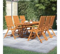 Garden Dining Set 7Pc Solid Acacia Wood 160-240cm Extendable Table Brown Chairs