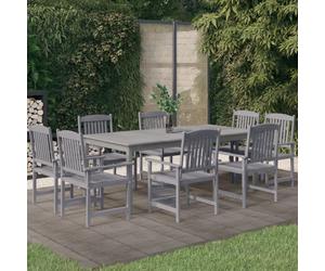 Garden dining set 7pc Solid acacia wood Grey 200x100cm Table w/ oil 6 Chairs