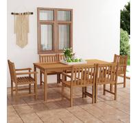 Garden Dining Set 7pc Solid Teak Wood 180x90cm Fine Sanded Natural Honey Oak