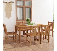 Garden Dining Set 7pc Teak Hardwood Warm Finish 160x80x77 cm Outdoor Solid Teak