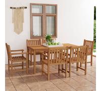 vidaXL Solid Teak Wood Garden Dining Set 7 Piece Furniture Chairs and Table