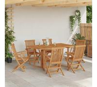 Garden Dining Set 7pcs Brown Solid Teak Oiled 150x90x75cm Rectangular Outdoor6pc