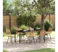 Garden Dining Set 8-Seater Brown Powder-Coated Steel Rectangular 200x80cm Patio