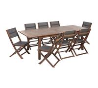 Beliani Garden Dining Set 8 Seater Cesana Acacia Wood Dark Brown, Brown
