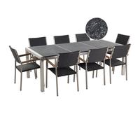 Garden Dining Set 8 Seater GROSSETO Triple Plate Granite Flamed Black