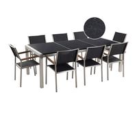Garden Dining Set 8 Seater GROSSETO Triple Plate Granite Polished Black