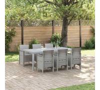 Garden Dining Set, 8-Seater Light Grey Poly Rattan Matte 200x100cm Rectangular