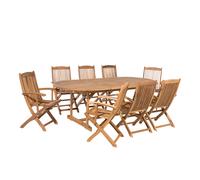 Beliani Garden Dining Set 8 Seater Maui Acacia Wood Light Brown, Brown