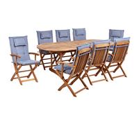 Garden Dining Set 8 Seater MAUI II Blue Acacia Wood with Cushions