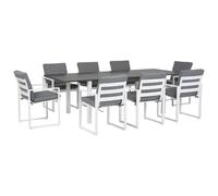Beliani Garden Dining Set 8 Seater Pancole With Cushions Metal Grey, Grey