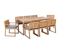 Garden Dining Set 8 Seater SASSARI II Blue Certified Acacia Wood with Cushions