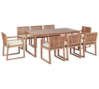 Garden Dining Set 8 Seater SASSARI PREMIUM Light Green Certified Acacia Wood with Cushions