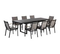 Beliani Garden Dining Set 8 Seater Valcanetto/Busseto Metal Black, Black