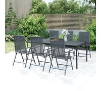 Garden dining set 80x80cm Anthracite Steel Reclining Foldable Chairs Mesh Table