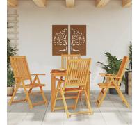 Garden dining set 85x85x74cm Natural Acacia Wood 1 Table 4 Folding Chairs incl.