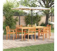 Garden Dining Set 8pc Outdoor Brown Solid Acacia Wood Table 200x100x75cm Chairs