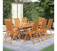 vidaXL Solid Wood Acacia Garden Dining Set 9 Piece Dinner Table and Chair