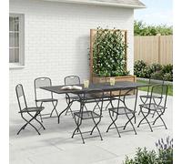 Garden dining set 9 pcs Anthracite Mesh & Steel Extendable 212x90x76cm 8-Seater