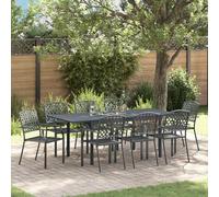 vidaXL Garden Dining Set 9 Pcs Anthracite Steel, Black