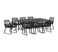 Garden Dining Set 9 pcs Black Poly rattan Outdoor Furniture Set vidaXL