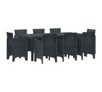 Garden Dining Set 9-piece Anthracite Polypropylene Rectangular Table w/ 8 Chairs