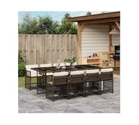 Garden Dining Set 9-piece Brown PE Rattan Tempered Glass 220x106x73cm Foldables