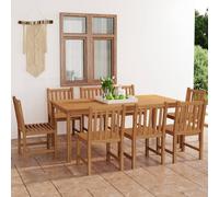 Garden Dining Set 9-Piece Solid Teak Warm Brown 200x100cm Sturdy Indoor Outdoor