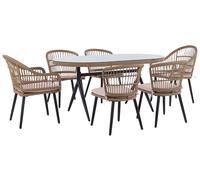 Garden Dining Set 6 Seater ALIANO with Cushions PE Rattan Pastel Pink