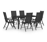 Garden Dining Set Aluminium Patio Black/Silver Multi Sizes 5/7/9 Piece vidaXL