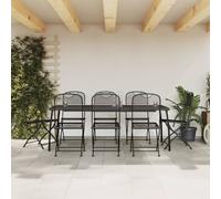 Garden dining set Anthracite 2x Foldable Metal Mesh Chairs & 80x80cm Table Plus