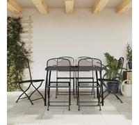 Garden Dining Set Anthracite 7pc Expanded Metal Mesh 110cm Table Length E-Coated