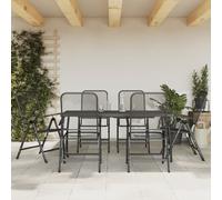 Garden Dining Set Anthracite 7pc Expanded Metal Mesh 165cm e-coated Table Length