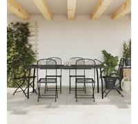 Garden dining set Anthracite 80x80cm Metal mesh 2 Folding Chairs 1 Table Patio