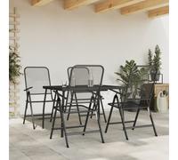 Garden Dining Set Anthracite 80x80cm Metal Mesh Table + 2 Foldable Chairs 7-step