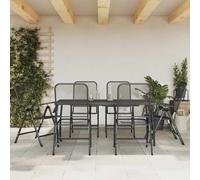 Garden dining set Anthracite 80x80cm metal table with 2 foldable mesh chairs set