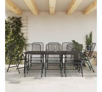 Garden Dining Set Anthracite 80x80cm Table + 2 E-Coated Mesh Foldable Chairs Set