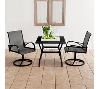 Garden Dining Set Anthracite 81.5x81.5cm Powder-Coated Steel 2 Grey Swivel Chair