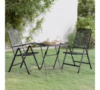 Garden Dining Set Anthracite Expanded Metal Mesh 60cm Table 2 Foldable Chairs UK