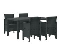 Garden Dining Set Anthracite Poly Rattan 6-Seater Rectangular Table Matte 6pc