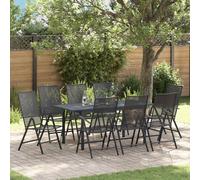 vidaXL Garden Dining Set 9 pcs Anthracite Powder-coated Steel, Black