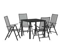 Garden Dining Set Anthracite Powder-Coated Steel Foldable Height-Adjustable 4pc