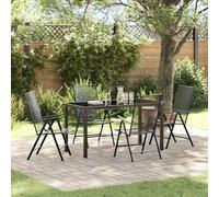 Garden Dining Set Anthracite Powder-Coated Steel Foldable Table 140x70x73cm 5pc