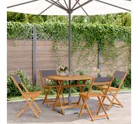 Garden Dining Set Anthracite Solid Acacia Wood 90x75cm Foldable 4 Chairs Outdoor