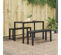 Garden Dining Set Anthracite Steel 4-Seater Table 110x56x75cm with 2pcs Benches