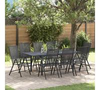 Garden Dining Set Anthracite Steel 8-Seater Rectangular Table Folding 210x90x73